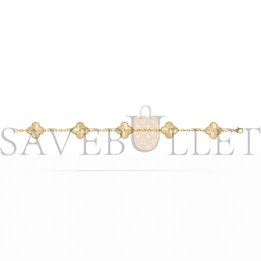 V*N CL*F arpels vintage alhambra bracelet, 5 motifs - yellow gold vcarp3jk00